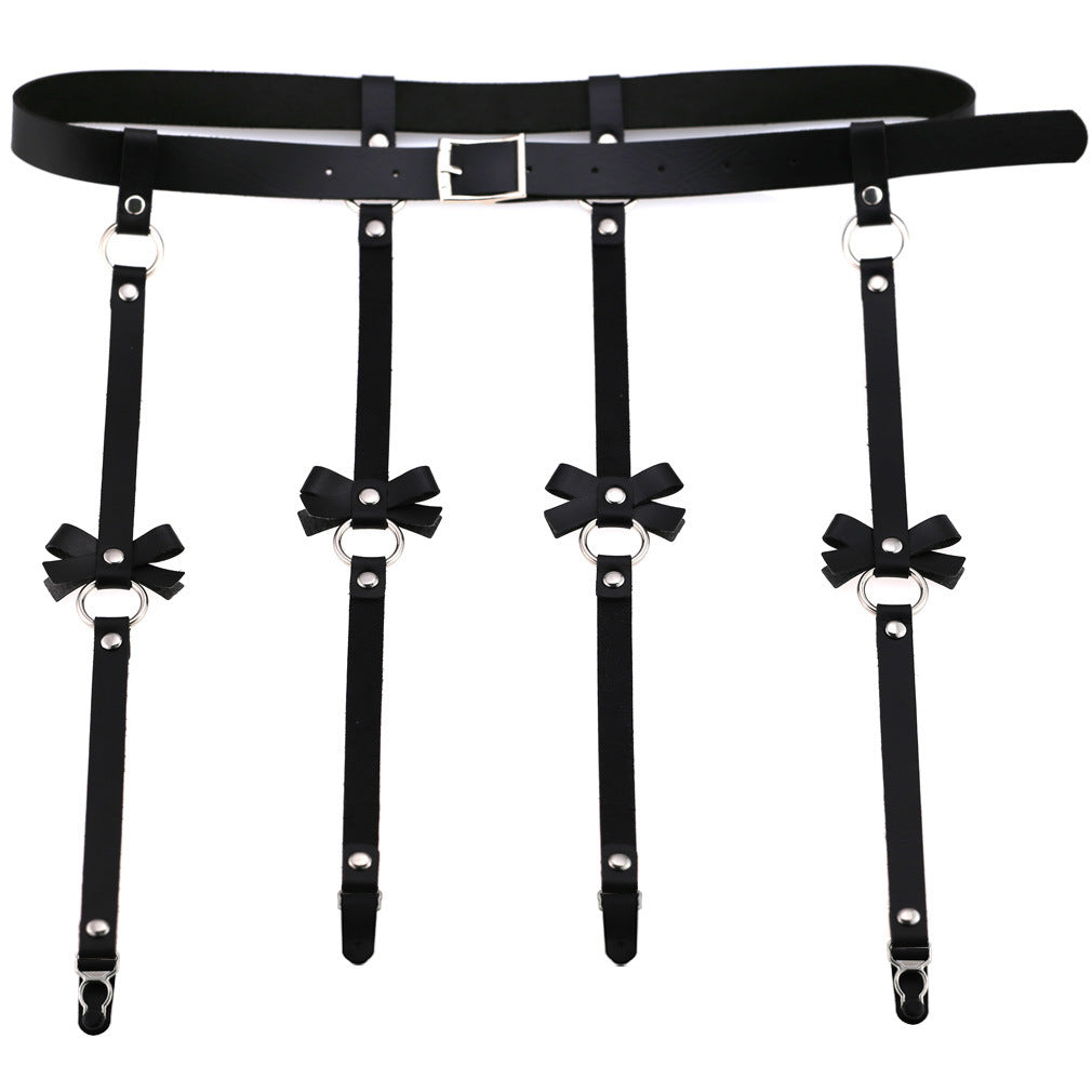 Harness Garter Suspender (Black Leather)