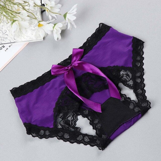 Easy Access Crotchless Bow Underwear Open Crotch Panties