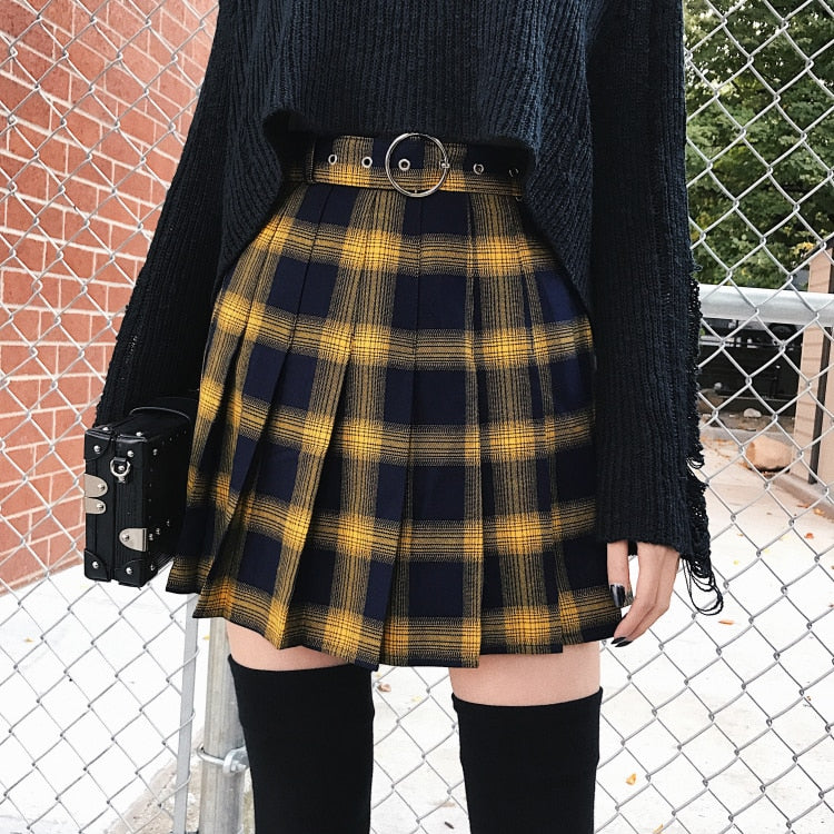 Plaid skirt outlet yellow