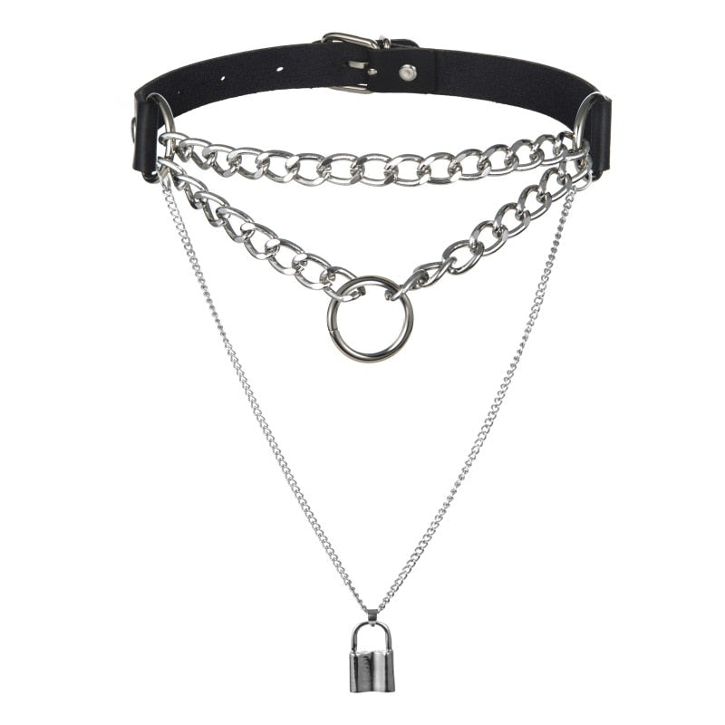 Chain Choker With Padlock Chain Necklace Padlock Chain 