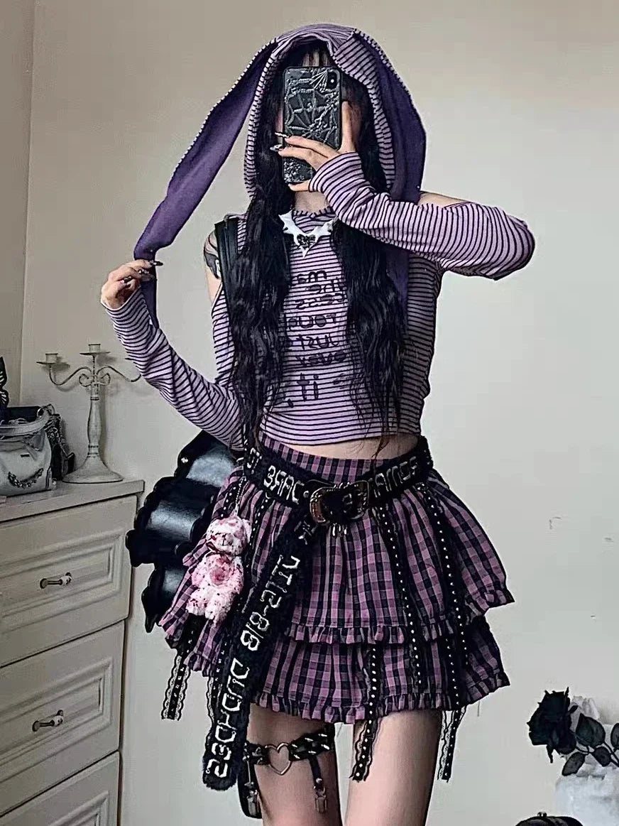 Purple Rabbit Ears Kawaii Lolita Crop Top