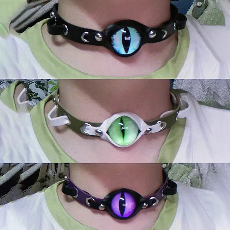 Evil Eyes PU Leather Choker