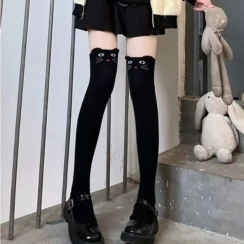 Goth Kitty Black Over Knee Socks