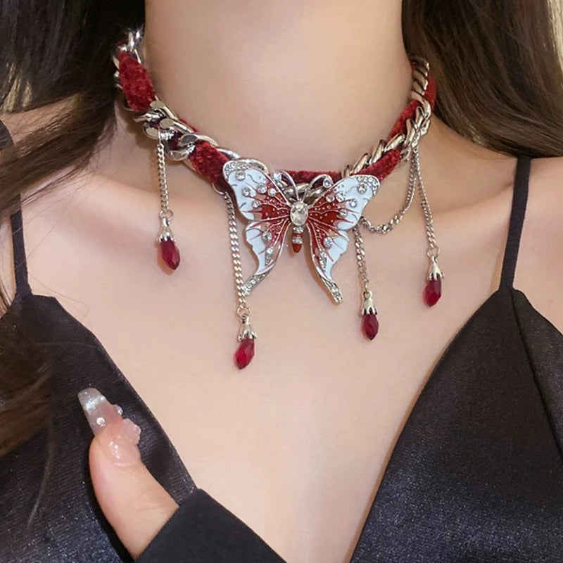 Punk Rock Goth Butterfly Necklace Choker Rags n Rituals