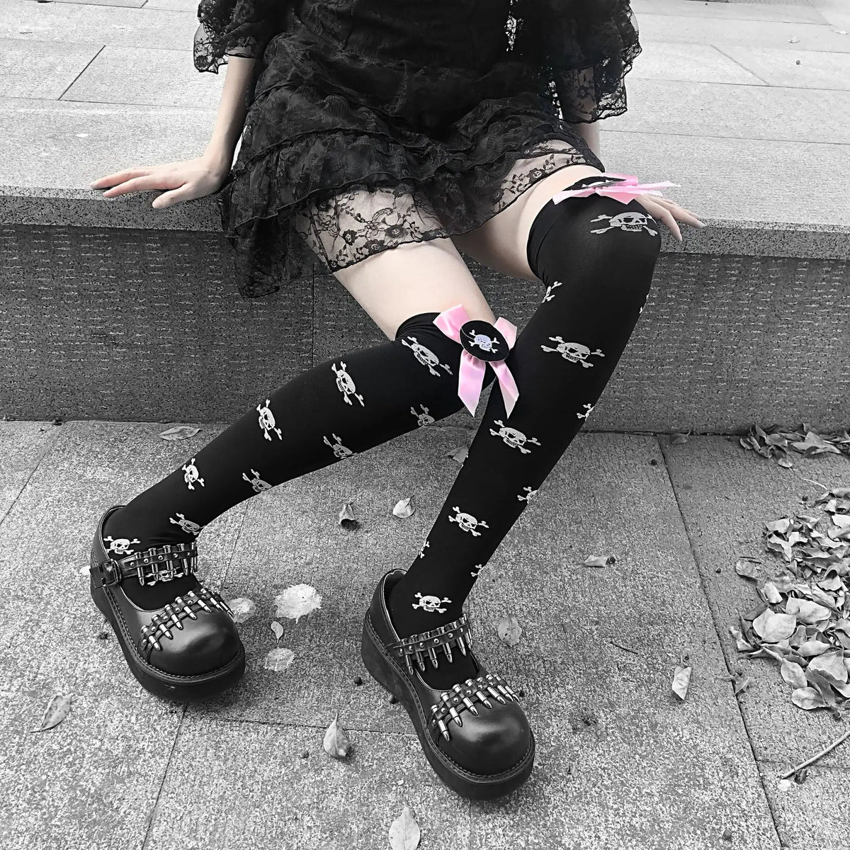 Cute Kawaii Lolita Skull Stockings