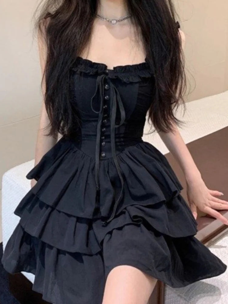 Kawii Goth Harajuku Slip Ruffles Dress