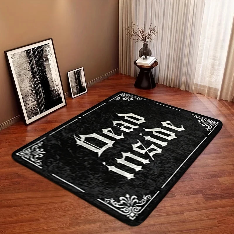 'Dead Inside' Black Grunge Goth Carpet Rug