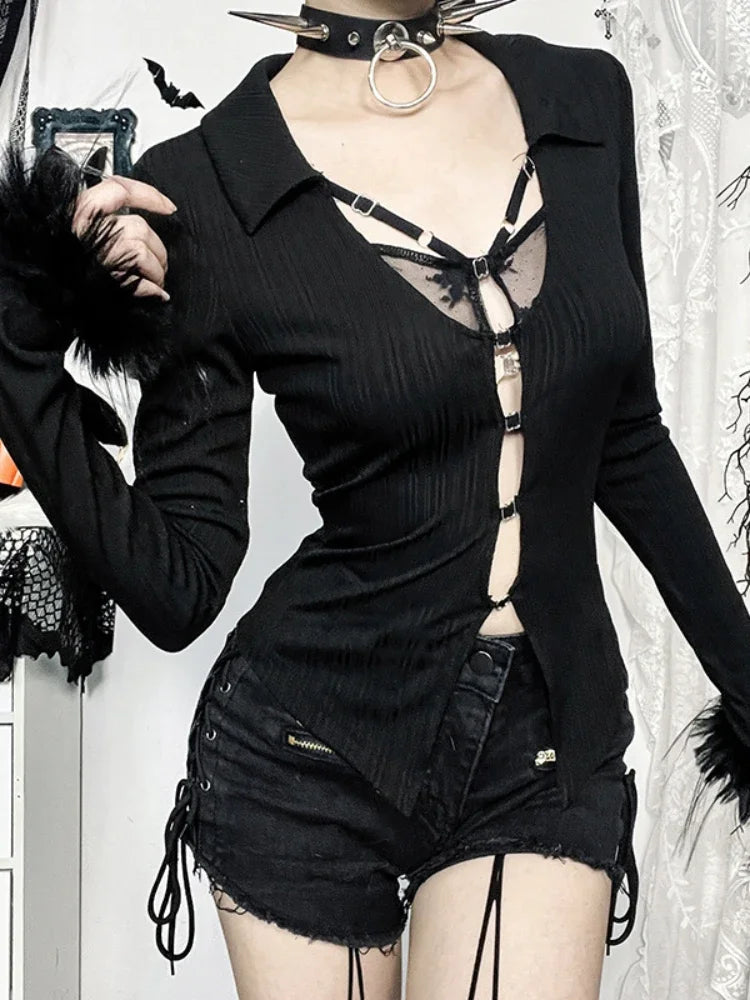 Alt Goth Black Dark Harajuku Lace Top