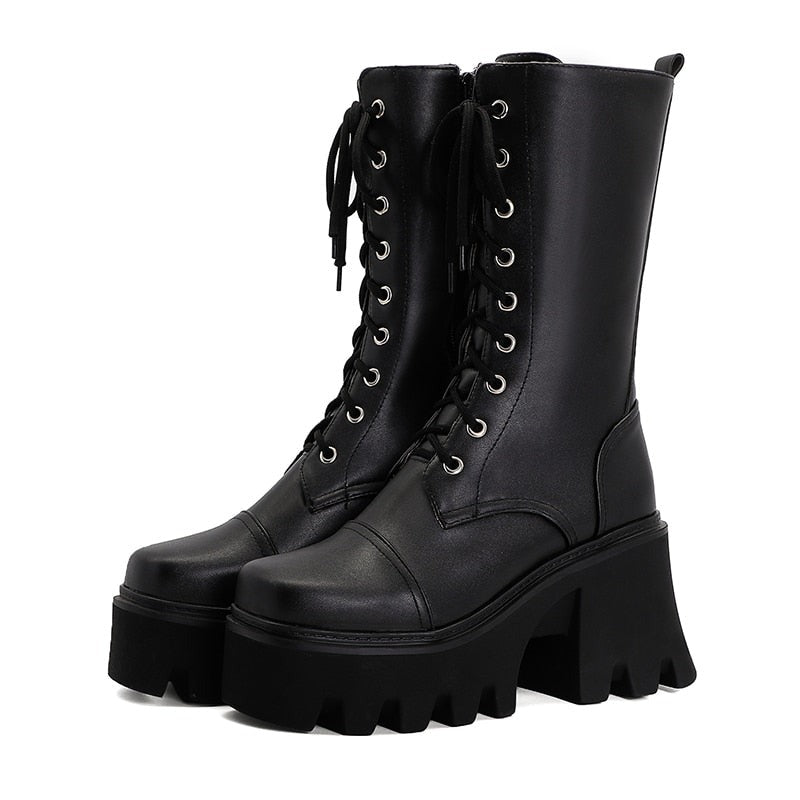 Chunky heel hot sale goth boots