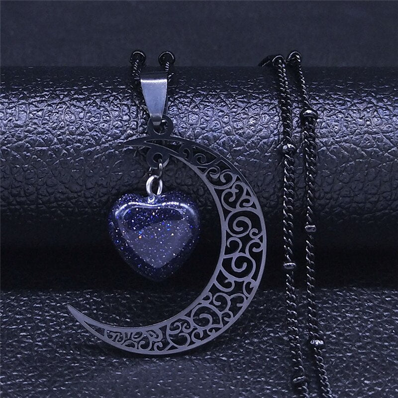 🌙 Blue Glow-in-the-Dark Moon Necklace / Charm / Fantasy / Cosplay /  Luminous | eBay