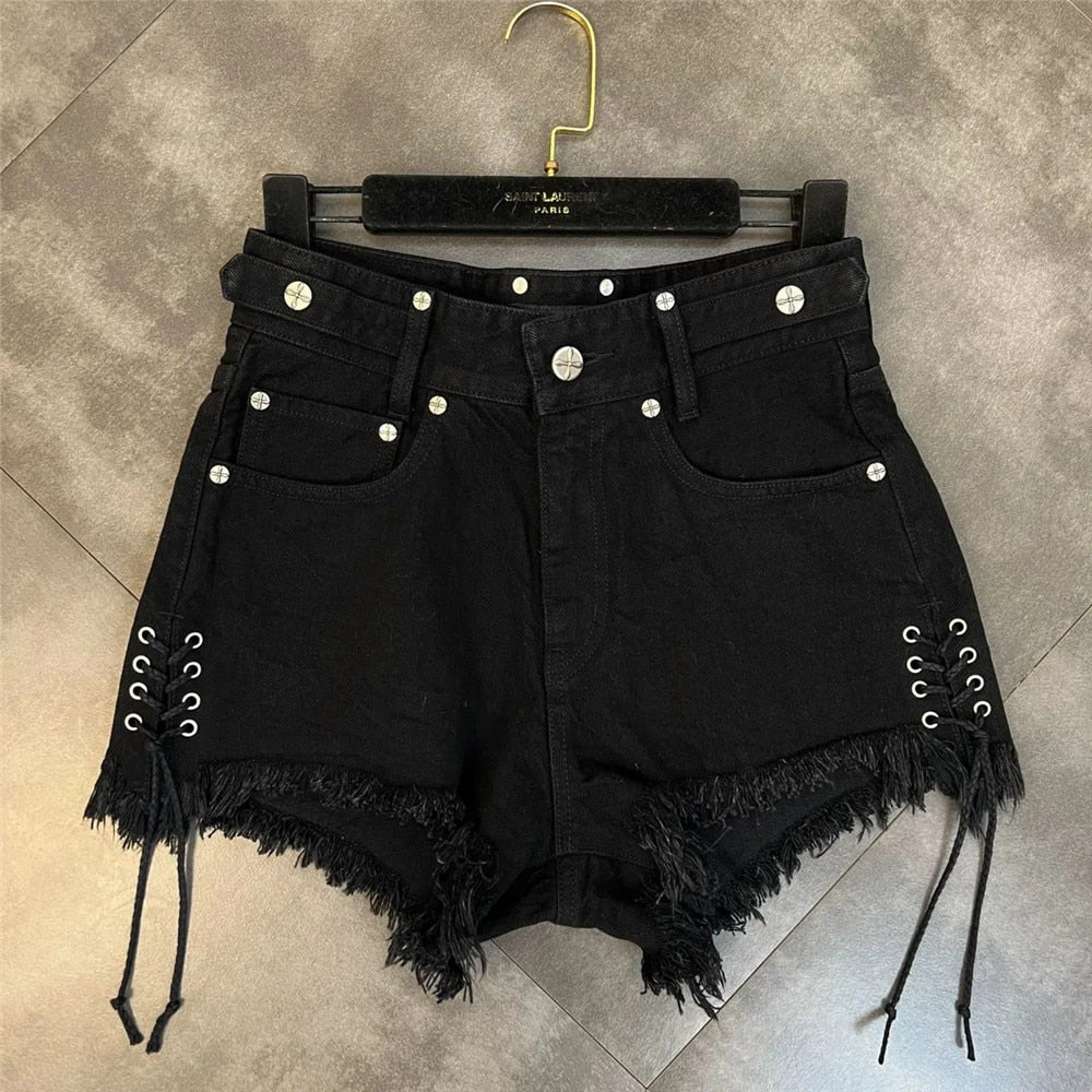 Midnight Express Black Alternative Lace Up Shorts Rags n Rituals