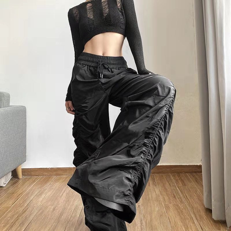 Darker' Black Baggy Cargo Pants Grunge Y2K Style