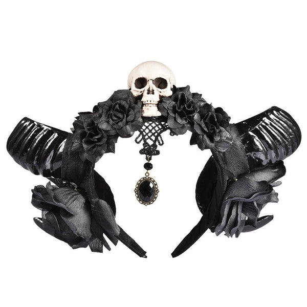 Devil Horns Skull Headband at $29.99 USD l Rags n Rituals