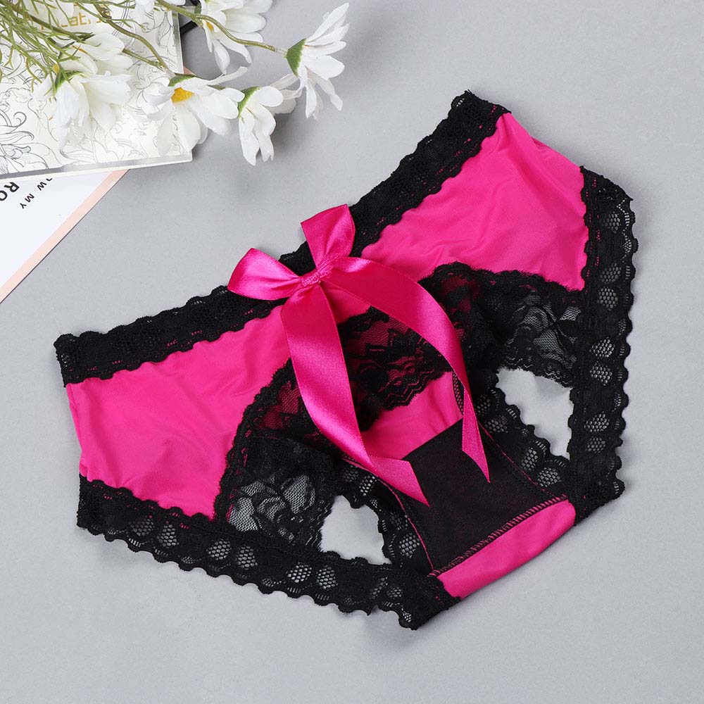 Pink Lace Cross Hole Perspective Wave Shape Bow High Waist Lace Cheeky  Panties For Women Sexy And Comfortable Underwear From Kirke, $10.85