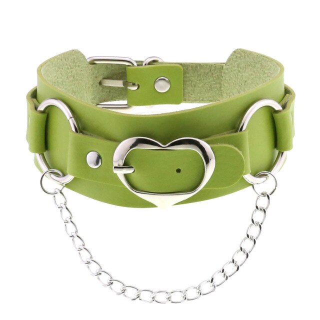 Heart Chained Collar Choker- Green – Marek+Richard