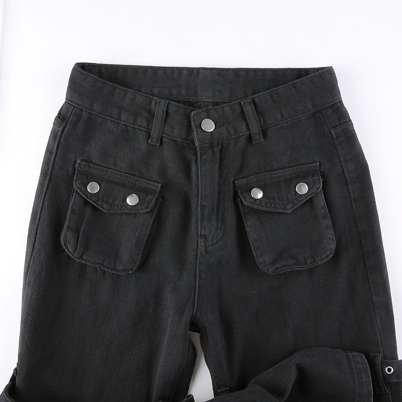 Deadly Demon' Black Baggy Cargo Buckle Pants – Rags n Rituals