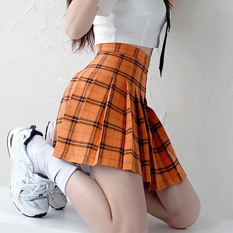 Tartan skirt orange sale