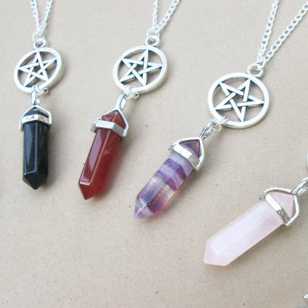 Pentagram Stone Necklace - Various colours at $9.99 USD l Rags n Rituals