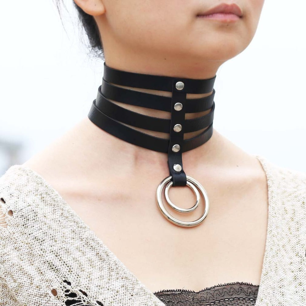 Faux deals leather choker