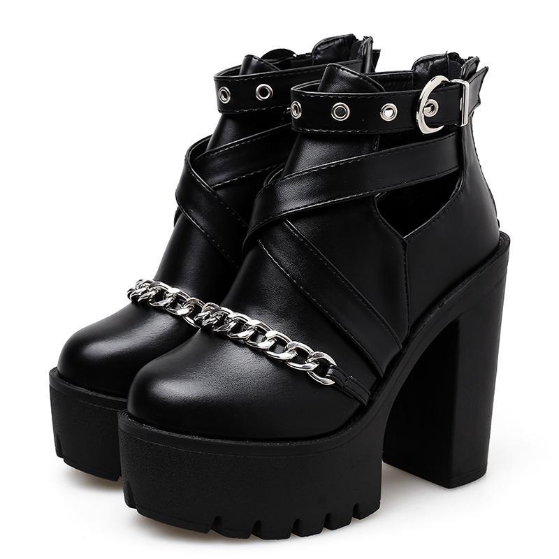 'Mortuary' Gothic Platform Chain Ankles Boots at $56.99 USD l Rags n ...